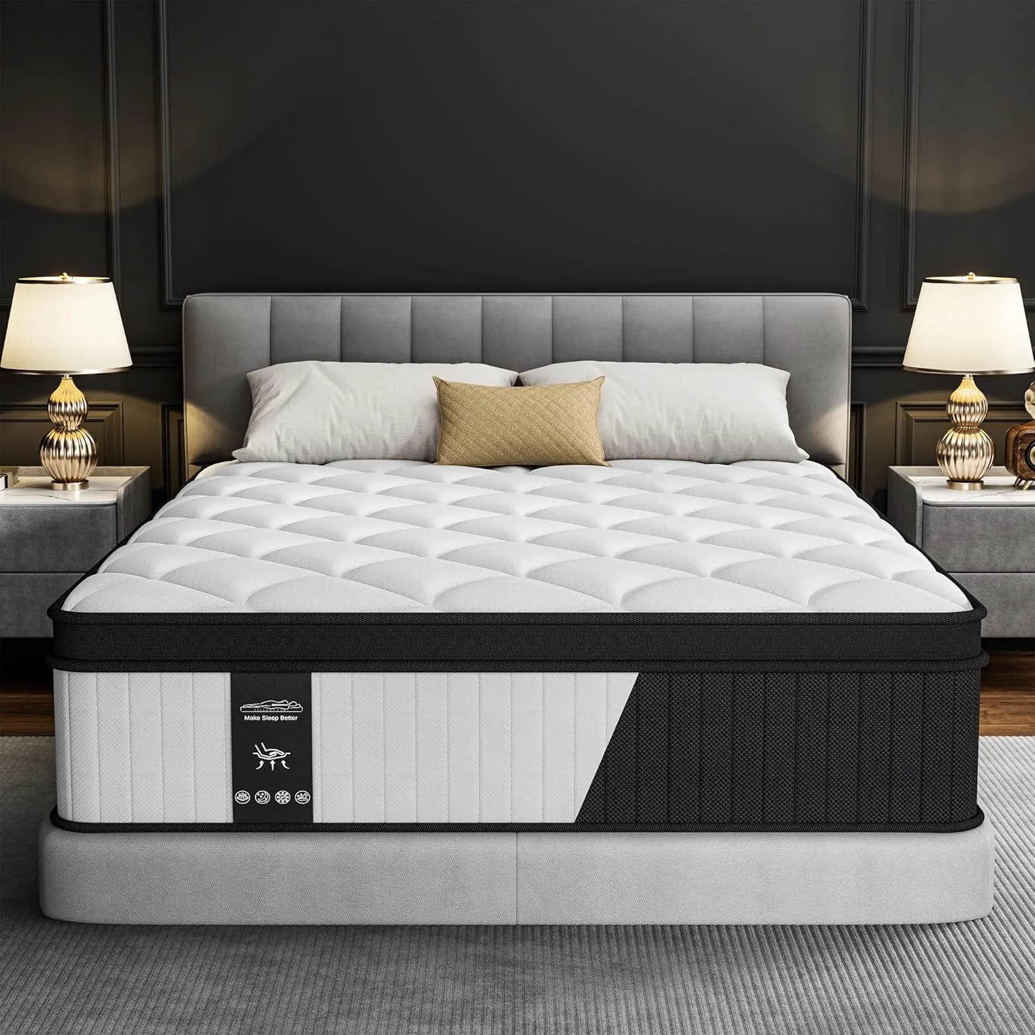 12 Inch King Size Mattress - 2025 Upgraded Hybrid Cooling Gel Memory Foam & Pocket Coils, Medium Firm Mattress in a Box for Back Neck Pain Relief, Motion Isolation, Edge Support, CertiPUR-US Certified