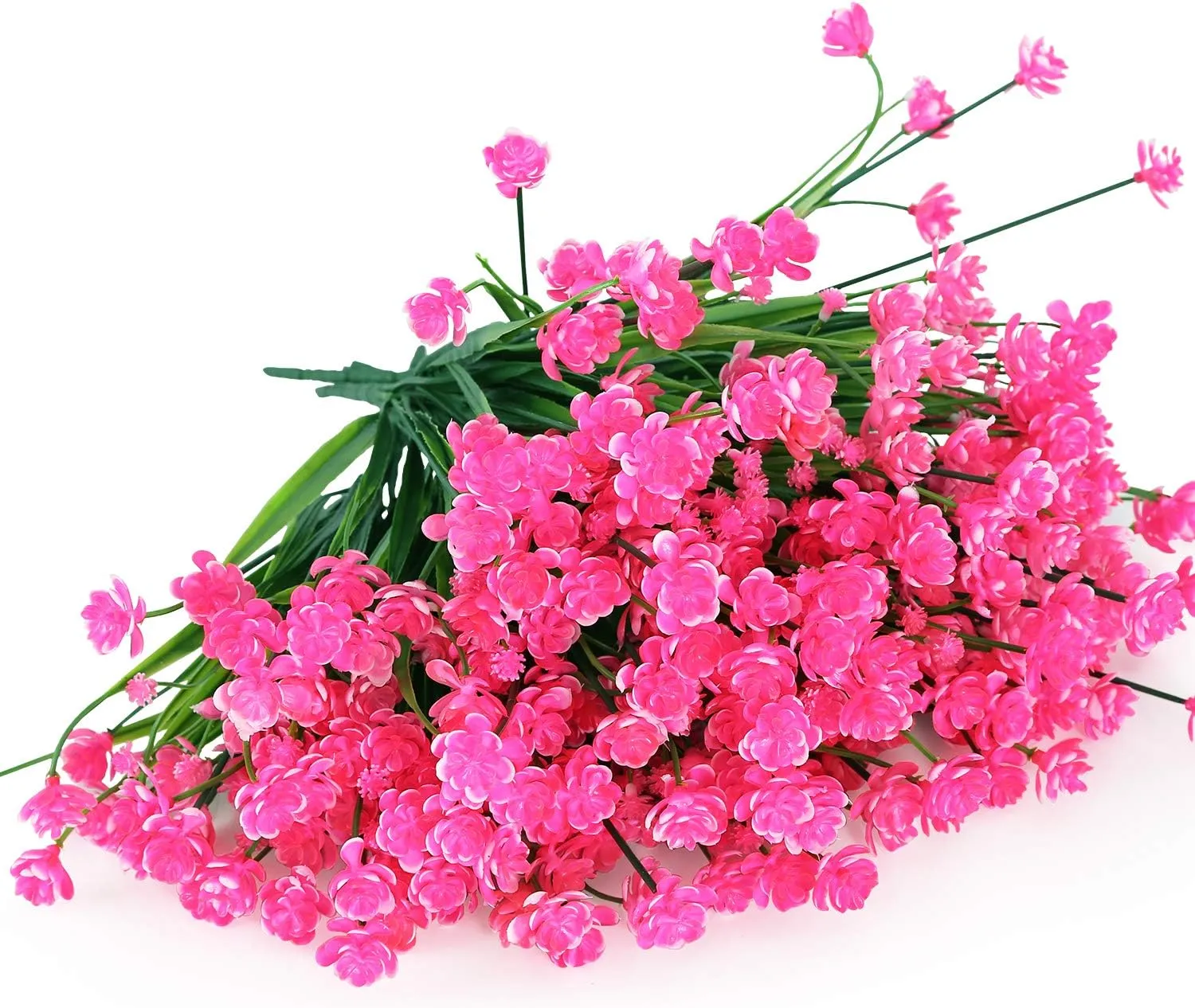 20 Bundles Outdoor Artificial Fake Flowers UV Resistant Shrubs Plants, Faux Plastic Greenery for Indoor Outside Hanging Plants Garden Porch Window Box Home Wedding Farmhouse Decor (Pink)