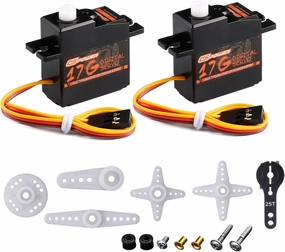 2PCS 17G RC Micro Servo, Waterproof RC Mini Digital Servo Motor with 25T Servo Horn for 1/18 1/16 1/14 RC Car Tank Boat Fixed-Wing Helicopter Airplane Robot Toy