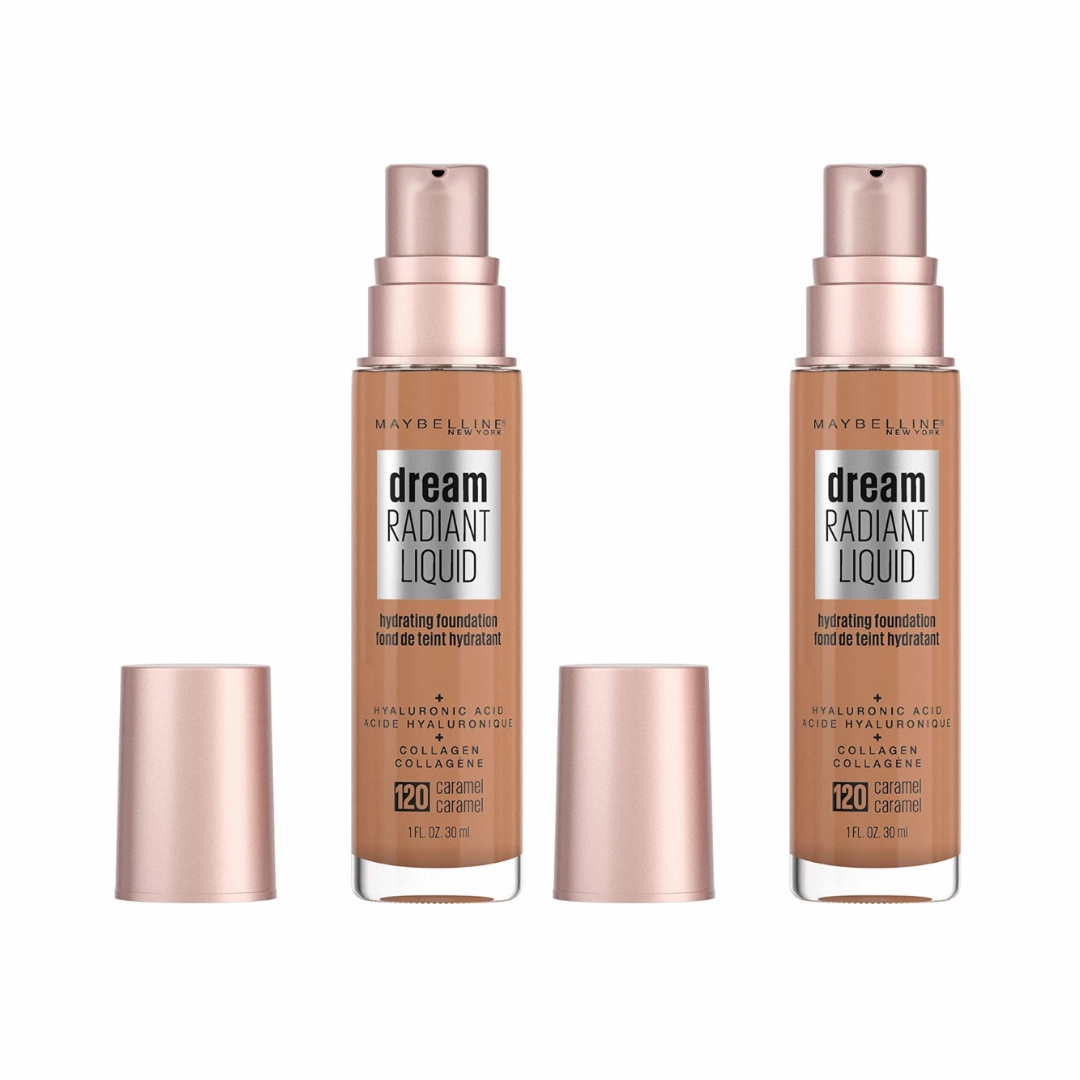 2x Maybelline Dream Radiant Liquid Hydrating Foundation with Hyaluronic Acid 120 Caramel