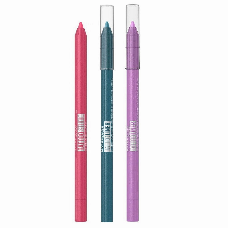 3pk SET Maybelline Tattoo Gel Pencil Eyeliner 812 Lavender Lights   813 Punchy Pink and 814 Blue Disco