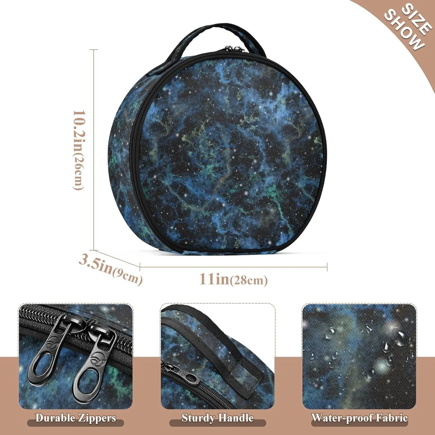 ALAZA Abstract Blue Universe Nebula Night Starry Sky Shiny Outer Space Travel Make Up Organizer Cosmetic Brush Bags Case