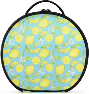 ALAZA Watercolor Lemons on A Blue Portable Cosmetic Bag Large Capacity Makeup Bags