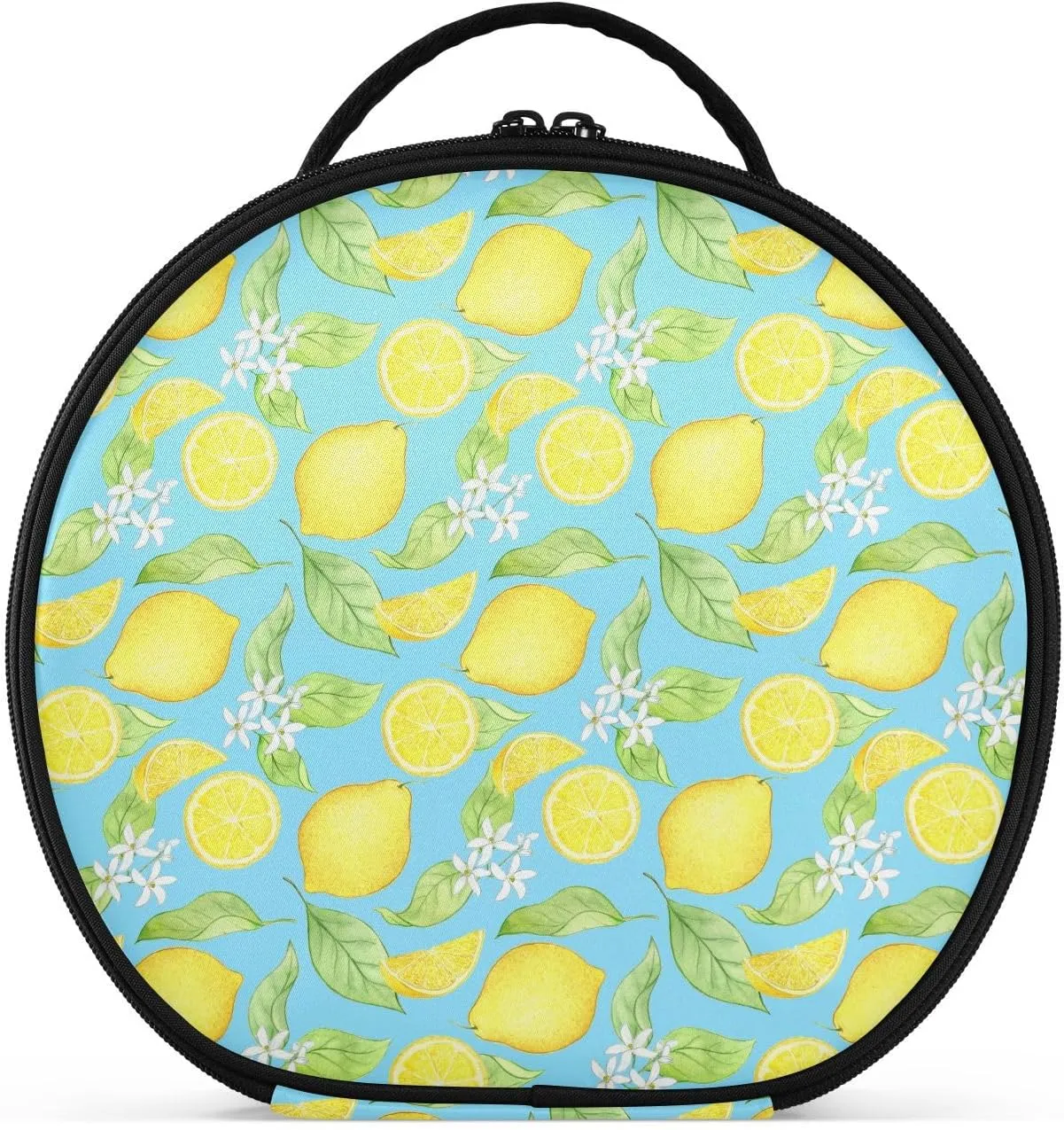 ALAZA Watercolor Lemons on A Blue Portable Cosmetic Bag Large Capacity Makeup Bags