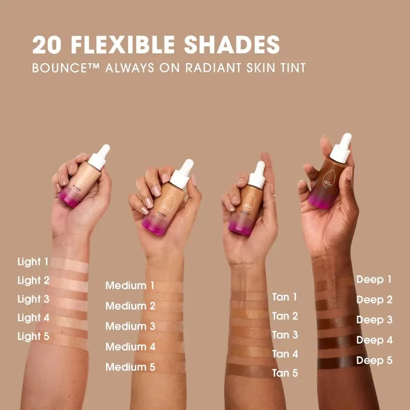 Beautyblender 12-Hour Always on Radiant Skin Tint, Breathable Serum Foundation Stays Put for All Day Long Wear, Infused with Hyaluronic Acid & Niacinamide, Medium 2