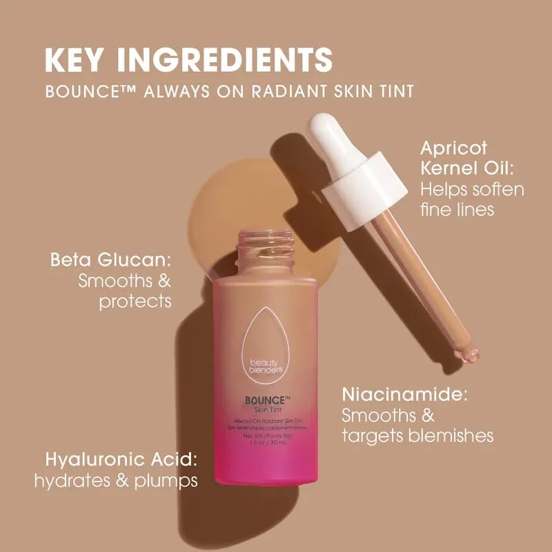 Beautyblender 12-Hour Always on Radiant Skin Tint, Breathable Serum Foundation Stays Put for All Day Long Wear, Infused with Hyaluronic Acid & Niacinamide, Medium 2