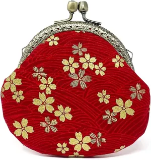 Bowbear Women's Compact and Cute Coin Purse, Red Flowers