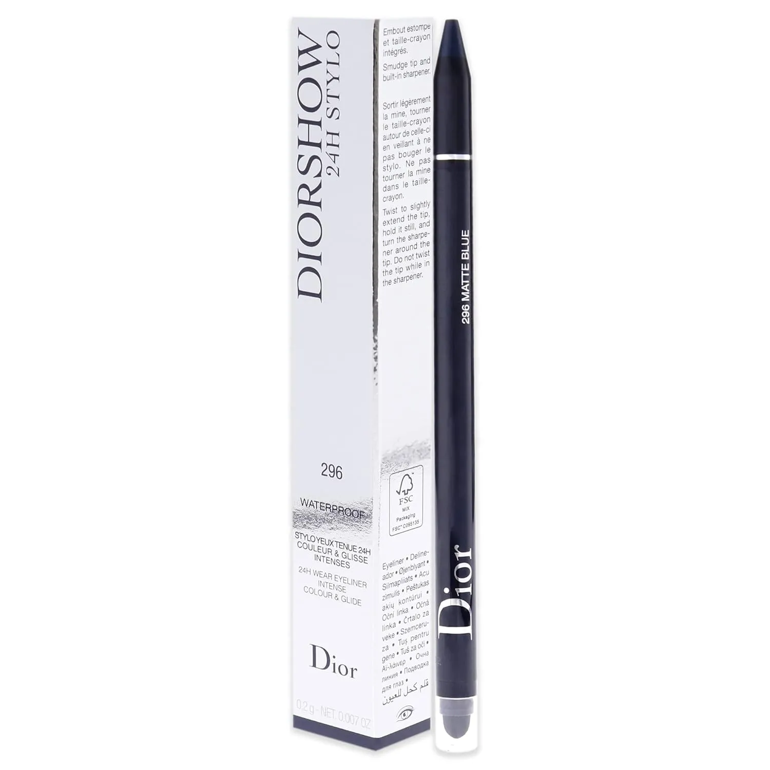 Christian Dior Diorshow 24H Stylo Waterproof Eyeliner - 296 Matte Blue Women 0.01 oz