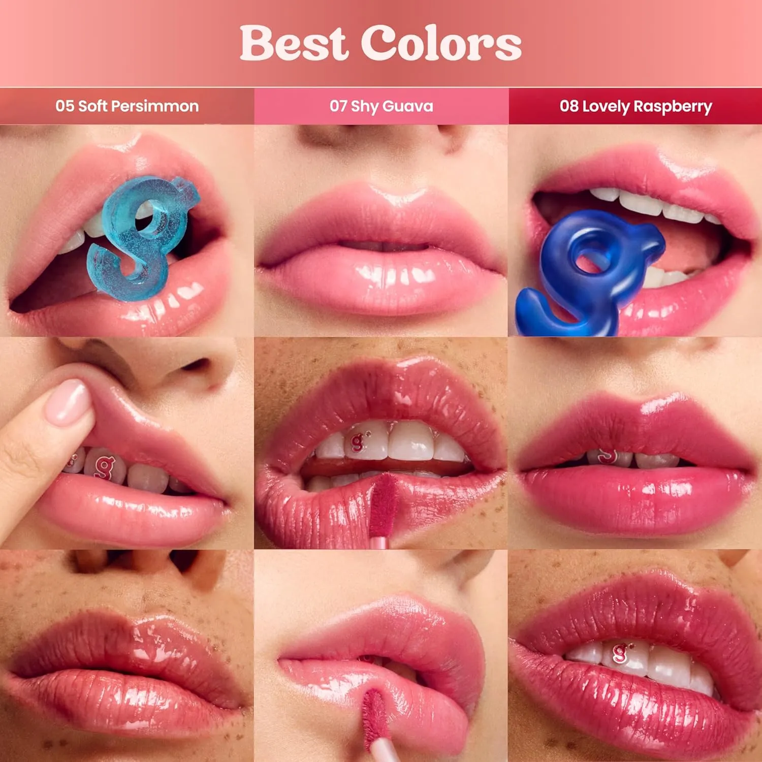 COLORGRAM Fruity Glass Tint 08 Lovely Raspberry | Korean Long Lasting & Waterproof Lip Stain | Glossy Dewy Lip Gloss, Highly Pigmented Raspberry Red Shade with Glowing effect 0.11 Oz.