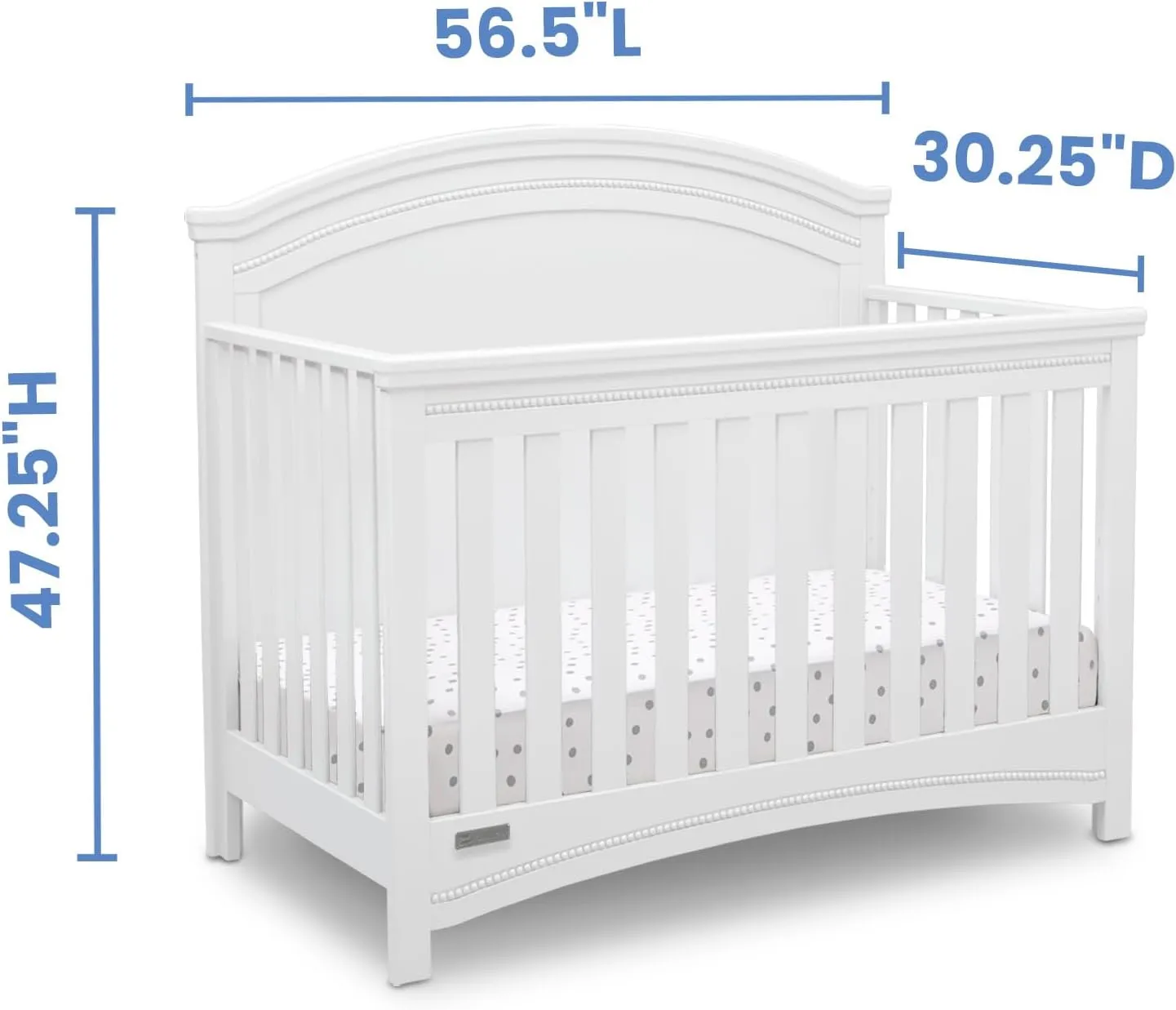 Delta Children Simmons Kids SlumberTime Emma 4-in-1 Convertible Baby Crib N More - Greenguard Gold Certified, Bianca White