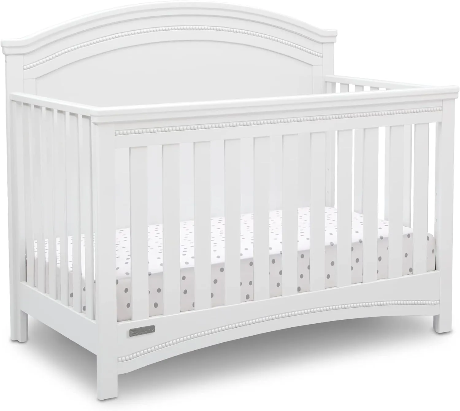 Delta Children Simmons Kids SlumberTime Emma 4-in-1 Convertible Baby Crib N More - Greenguard Gold Certified, Bianca White