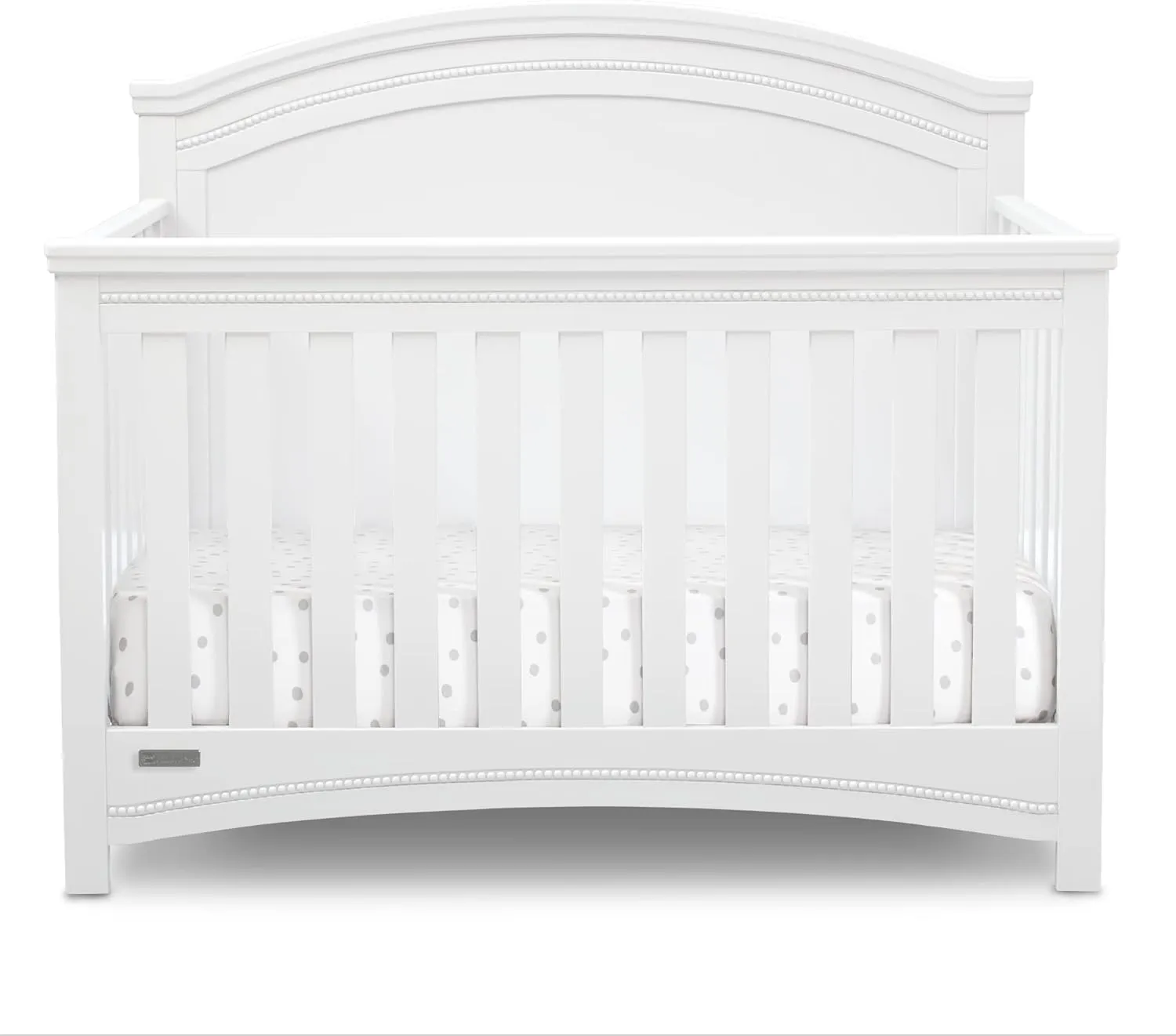 Delta Children Simmons Kids SlumberTime Emma 4-in-1 Convertible Baby Crib N More - Greenguard Gold Certified, Bianca White