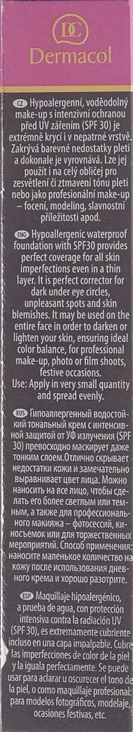 Dermacol Make-Up Cover, Waterproof Hypoallergenic for All Skin Types - 222