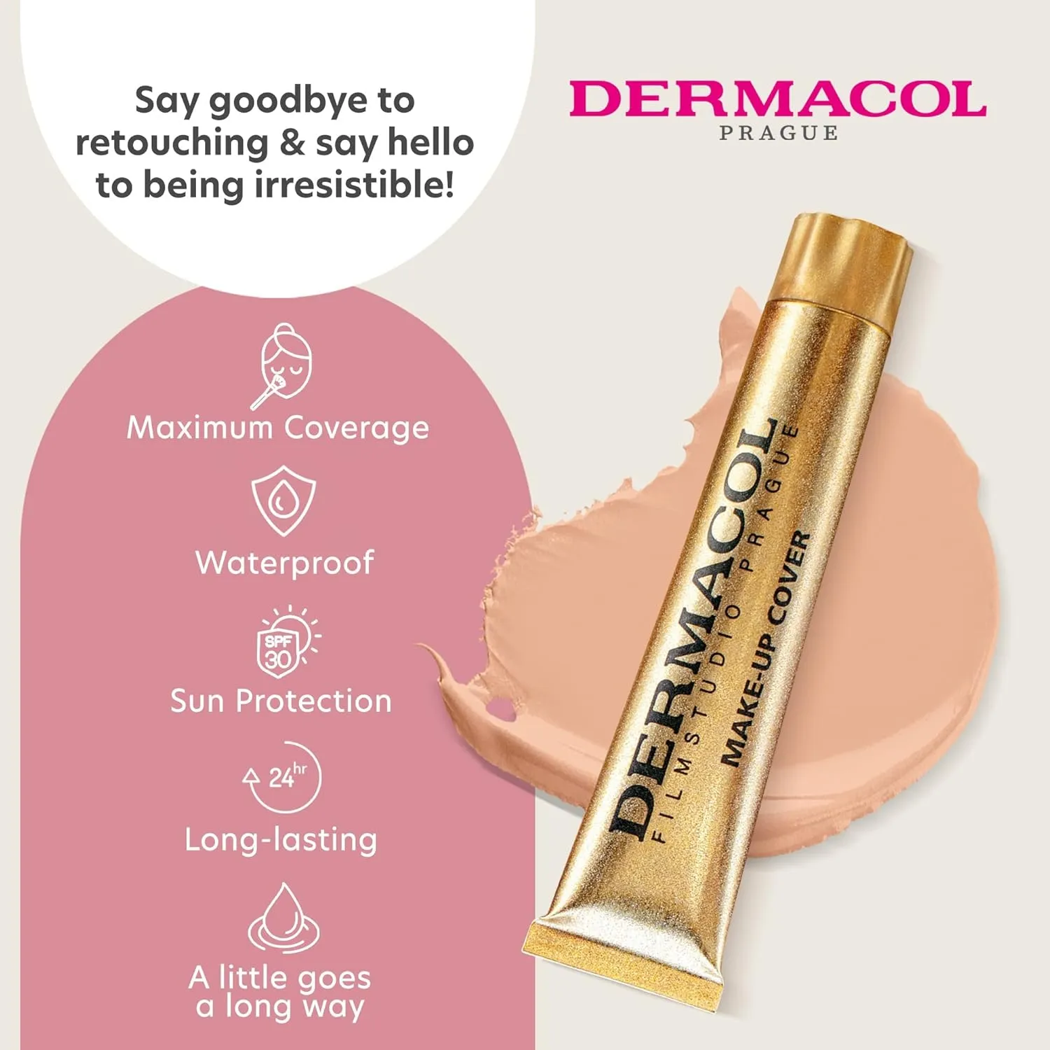 Dermacol Mini Full Coverage Foundation 13g, Liquid Matte Makeup with SPF 30, Waterproof Foundation for Oily Skin, Acne, & Under Eye Bags, Long-Lasting Makeup Products Shade - 212
