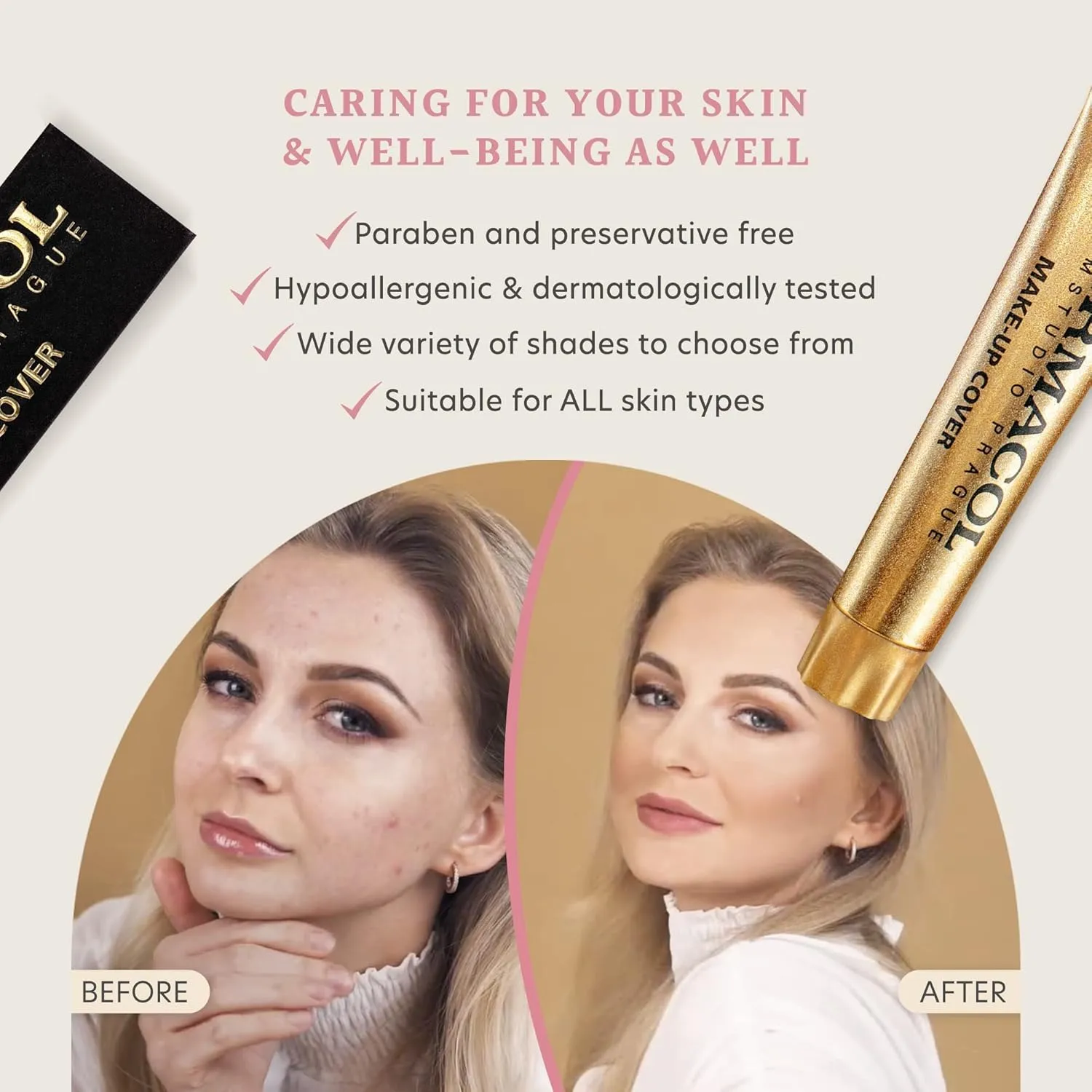 Dermacol Mini Full Coverage Foundation 13g, Liquid Matte Makeup with SPF 30, Waterproof Foundation for Oily Skin, Acne, & Under Eye Bags, Long-Lasting Makeup Products Shade - 212