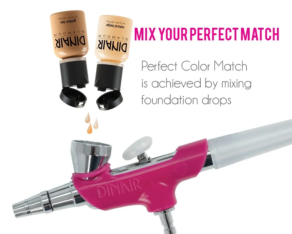 Dinair Airbrush Makeup Foundation | Dark Brown | GLAMOUR: Natural, Light coverage, Matte 1/2oz