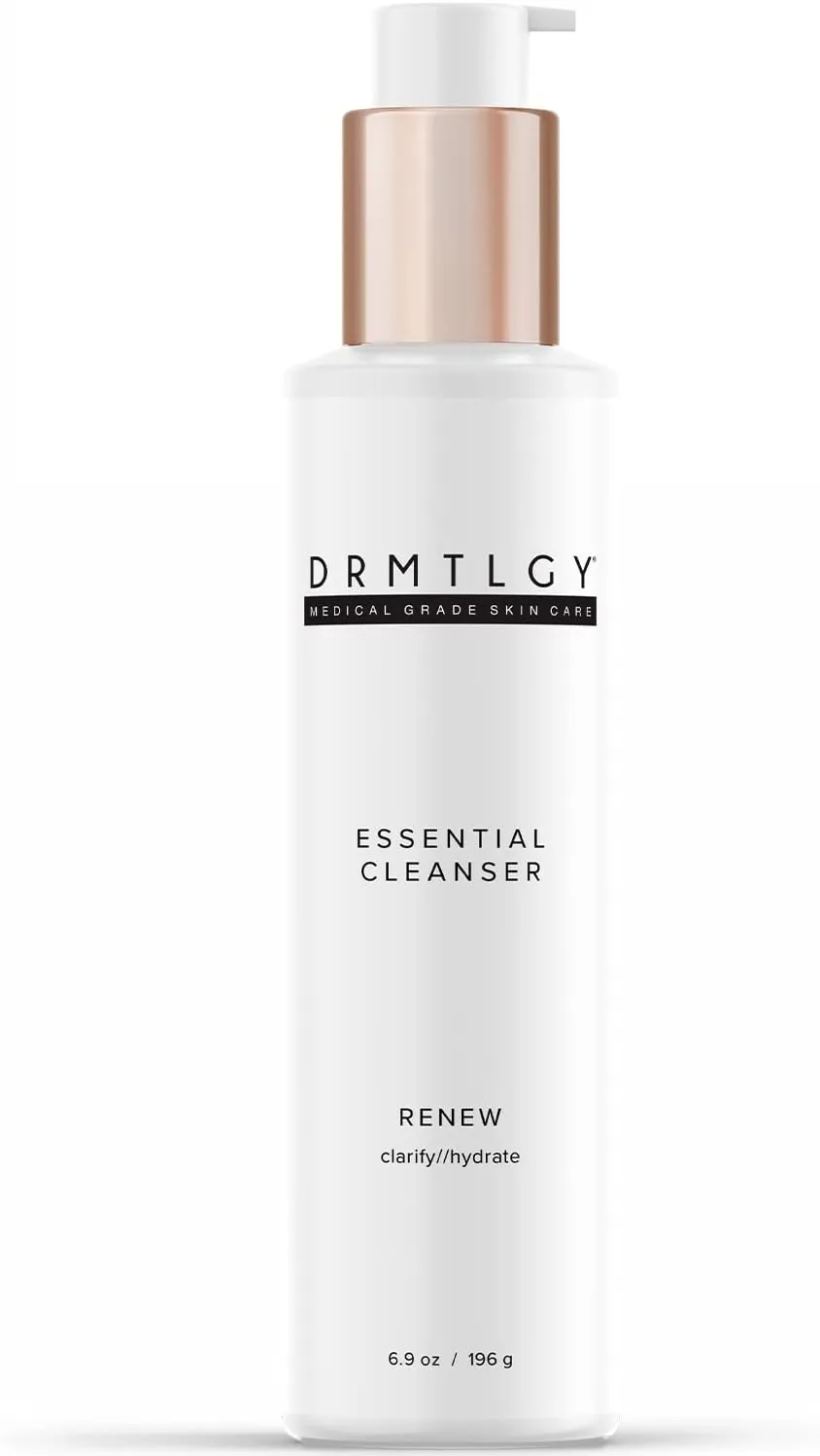DRMTLGY Essential Facial Cleanser - Gentle Face Cleanser and Face Wash for Women and Men with Anti-Aging Peptides & Hyaluronic Acid. 6.9 fl oz
