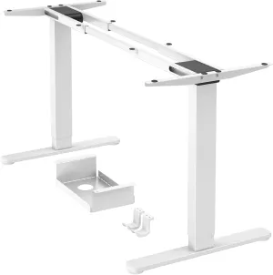 ErGear Dual Motor Standing Desk Frame, Electric Adjustable Legs Compatible Desktop Size 44″-90″, 264 lbs Weight Capacity, 4 Memory Height Settings Stand up Desks Base, White Frame Only