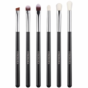 Eye Makeup Brush Set, 6 Pcs Professional Blending Eyeshadow Makeup Brushes for Concealer Eyebrows Eyeliner, Soft Hairs & Wood Handle (black and silver)…