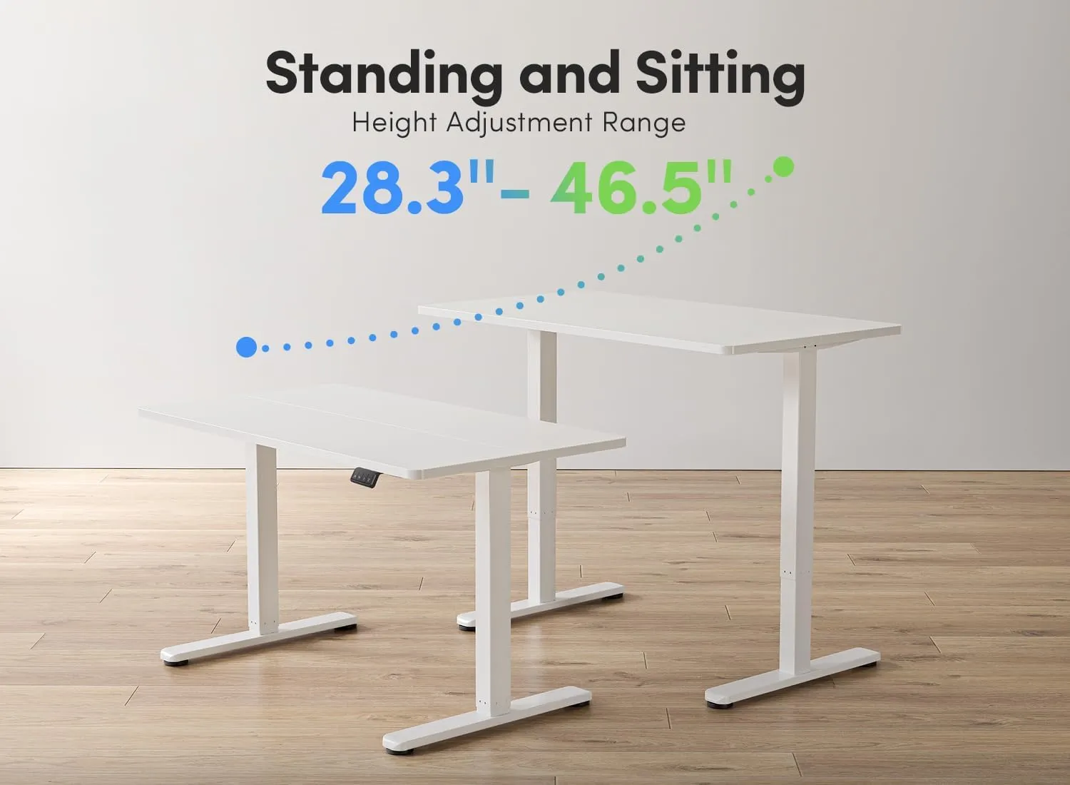 FEZIBO Electric, Height Adjustable Stand up Desk, 48 x 24 Inches Sit Stand Home Office Desk, Computer Desk, White