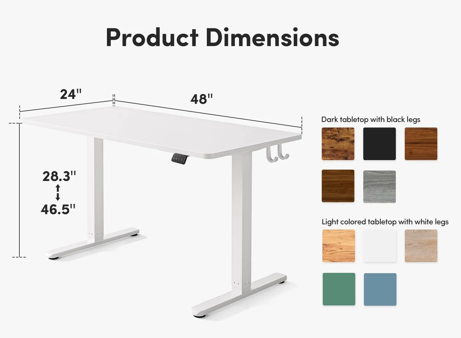 FEZIBO Electric, Height Adjustable Stand up Desk, 48 x 24 Inches Sit Stand Home Office Desk, Computer Desk, White