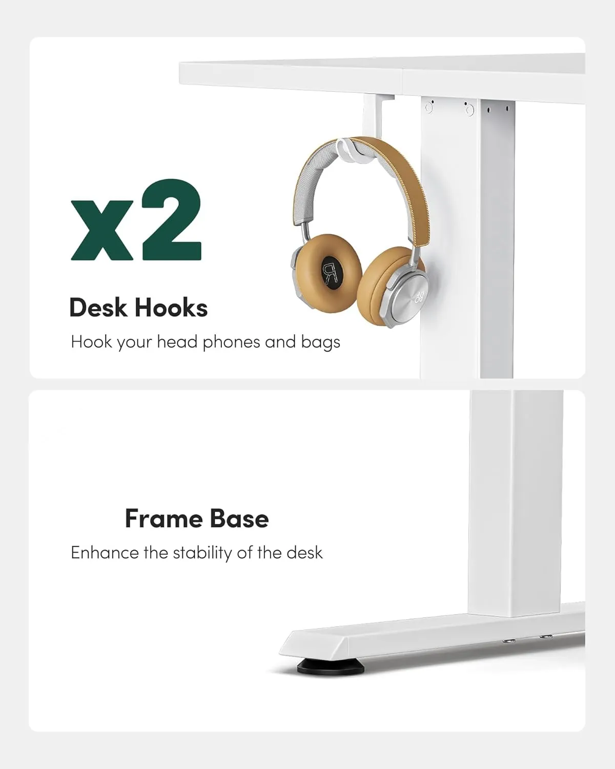 FEZIBO Electric, Height Adjustable Stand up Desk, 48 x 24 Inches Sit Stand Home Office Desk, Computer Desk, White