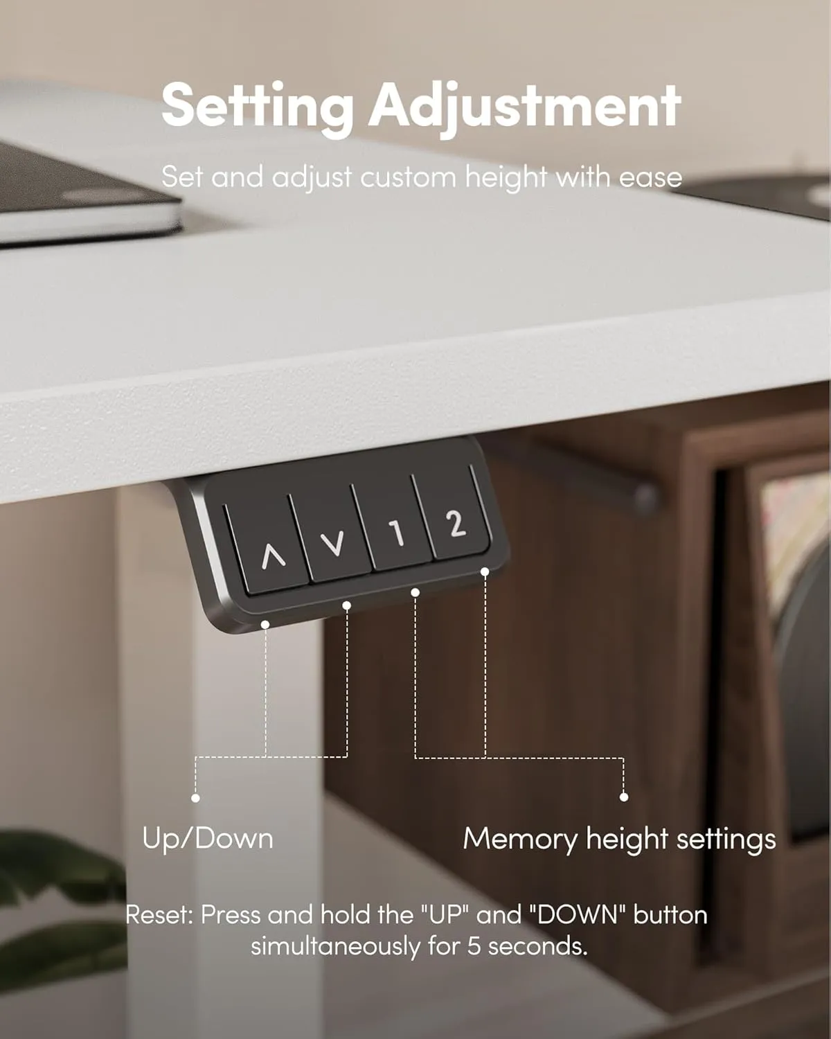 FEZIBO Electric, Height Adjustable Stand up Desk, 48 x 24 Inches Sit Stand Home Office Desk, Computer Desk, White