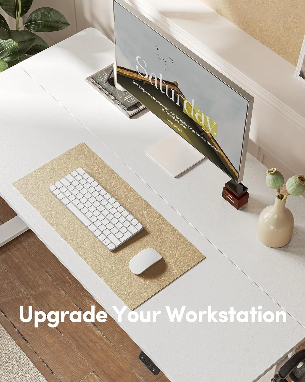 FEZIBO Electric, Height Adjustable Stand up Desk, 48 x 24 Inches Sit Stand Home Office Desk, Computer Desk, White