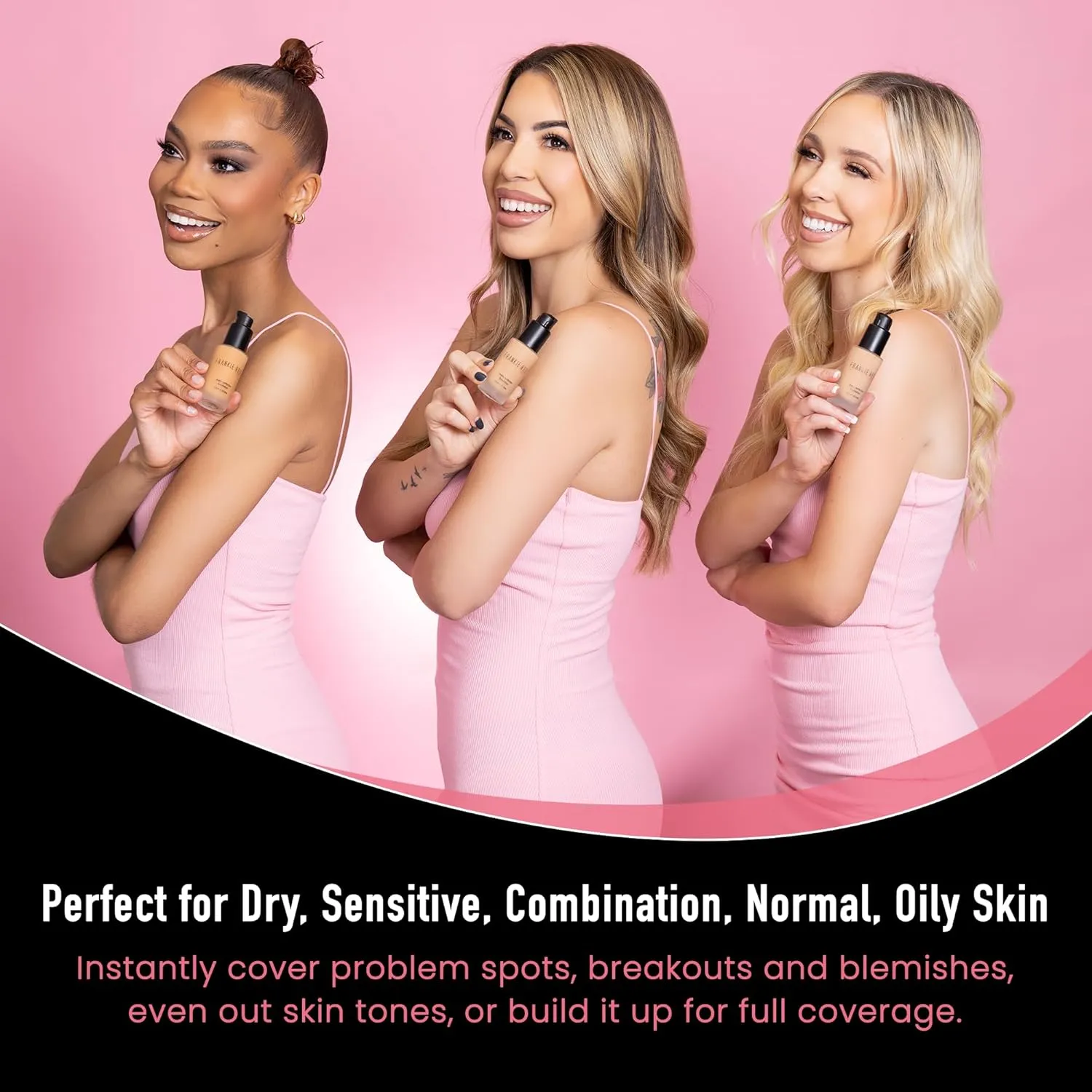 Frankie Rose Cosmetics Matte Perfection Foundation Makeup – Long-Lasting, Hydrating Foundation for Semi-Matte Finish - Foundation Full Coverage for All Skin Types - (Bare) 1.0 US fl oz / 30 ml