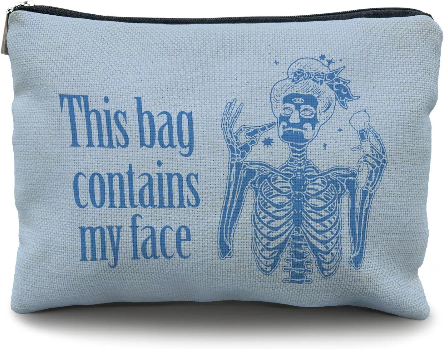 goth makeup bag,goth gifts,spooky Funny gifts for women,gothic gifts, This Bag Contains My Face,Goth Gifts for women,halloween gifts for women,spooky gifts,goth bag(blue), 583-XF-HZB