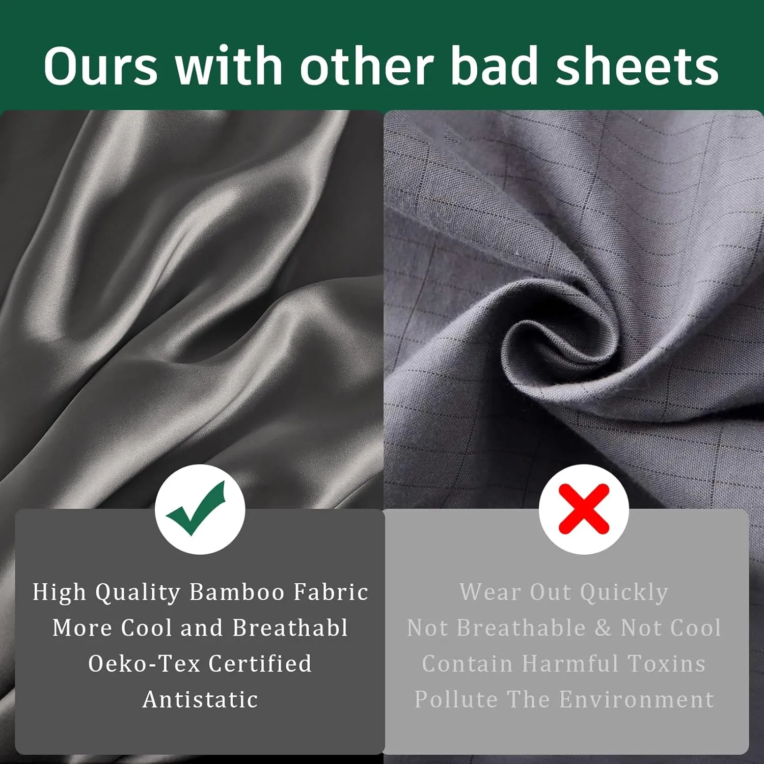 Grounding Sheet, Genuine 100% Organic Viscose Derived from Bamboo, Fitted Sheets containing 10% Silver Fiber, Improves Sleep, Healthy Sleep Therapy (Gray, King(78.1 * 80.1 * 15inch))