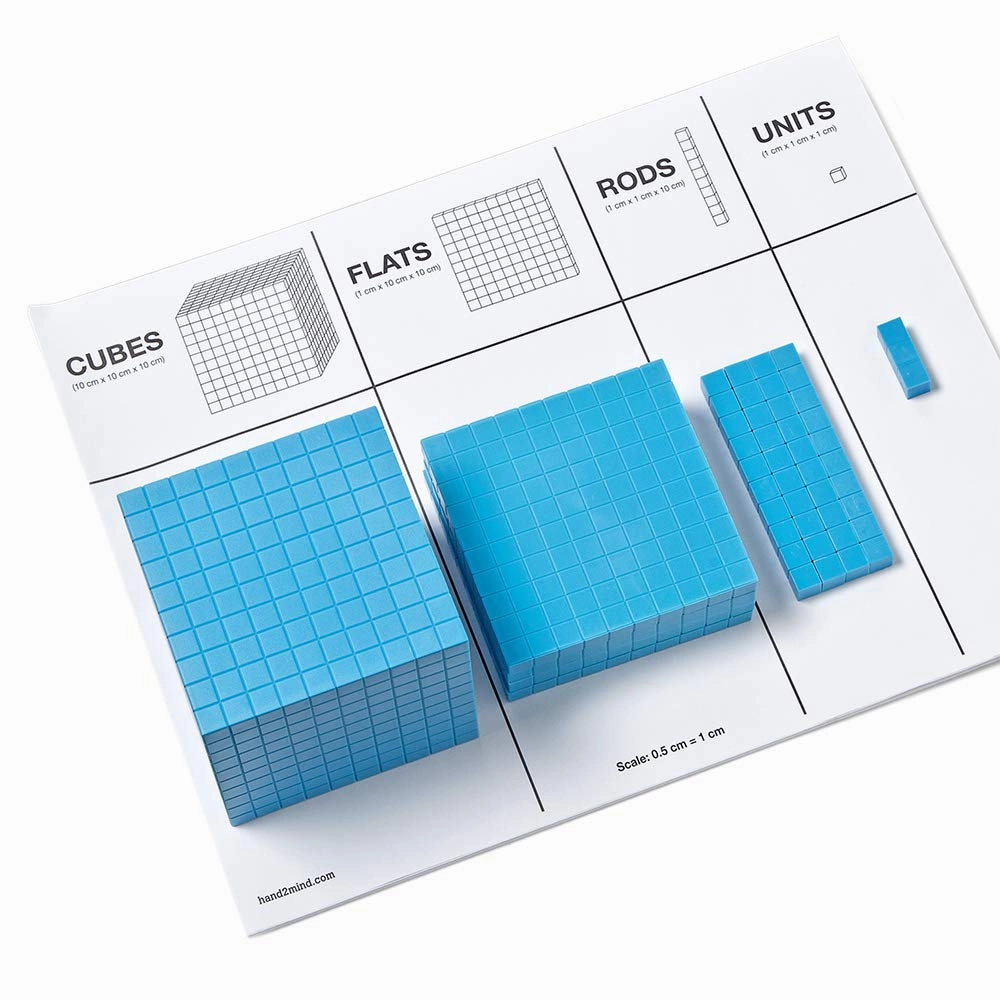 hand2mind Blue Plastic Base Ten Blocks Complete Set, Place Value Blocks, Counting Cubes for Kids Math, Base Ten Blocks Classroom Set, Math Blocks Kindergarten, Base 10 Math Manipulatives (Set of 644)
