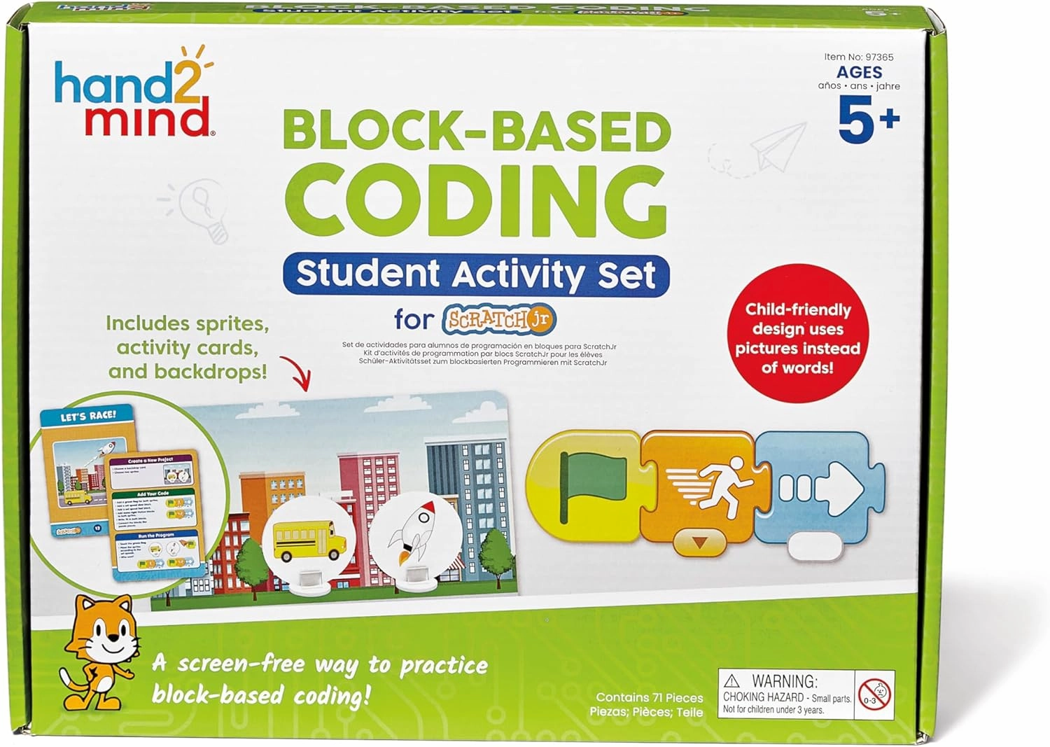 hand2mind ScratchJr Block-Based Coding Student Activity Set, Learn to Code, Computer Science and Programming for Kids, STEM Activities, STEM Classroom, Coding for Kids, Science Teacher Supplies