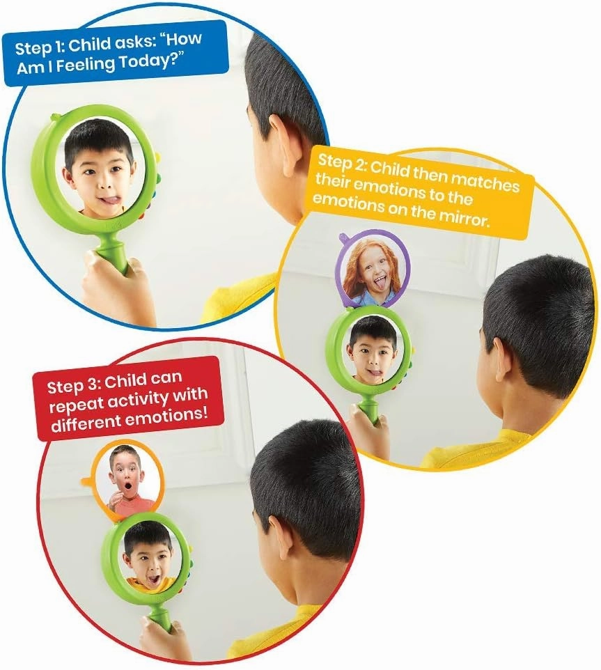 hand2mind See My Feelings Mirror, Play Therapy Toys, Mindfulness for Kids, Emotional Regulation for Kids, Social Emotional Learning Activities, Calm Down Corner Supplies, Calming Corner (Set of 4)