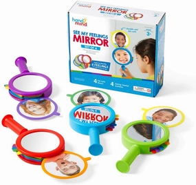 hand2mind See My Feelings Mirror, Play Therapy Toys, Mindfulness for Kids, Emotional Regulation for Kids, Social Emotional Learning Activities, Calm Down Corner Supplies, Calming Corner (Set of 4)