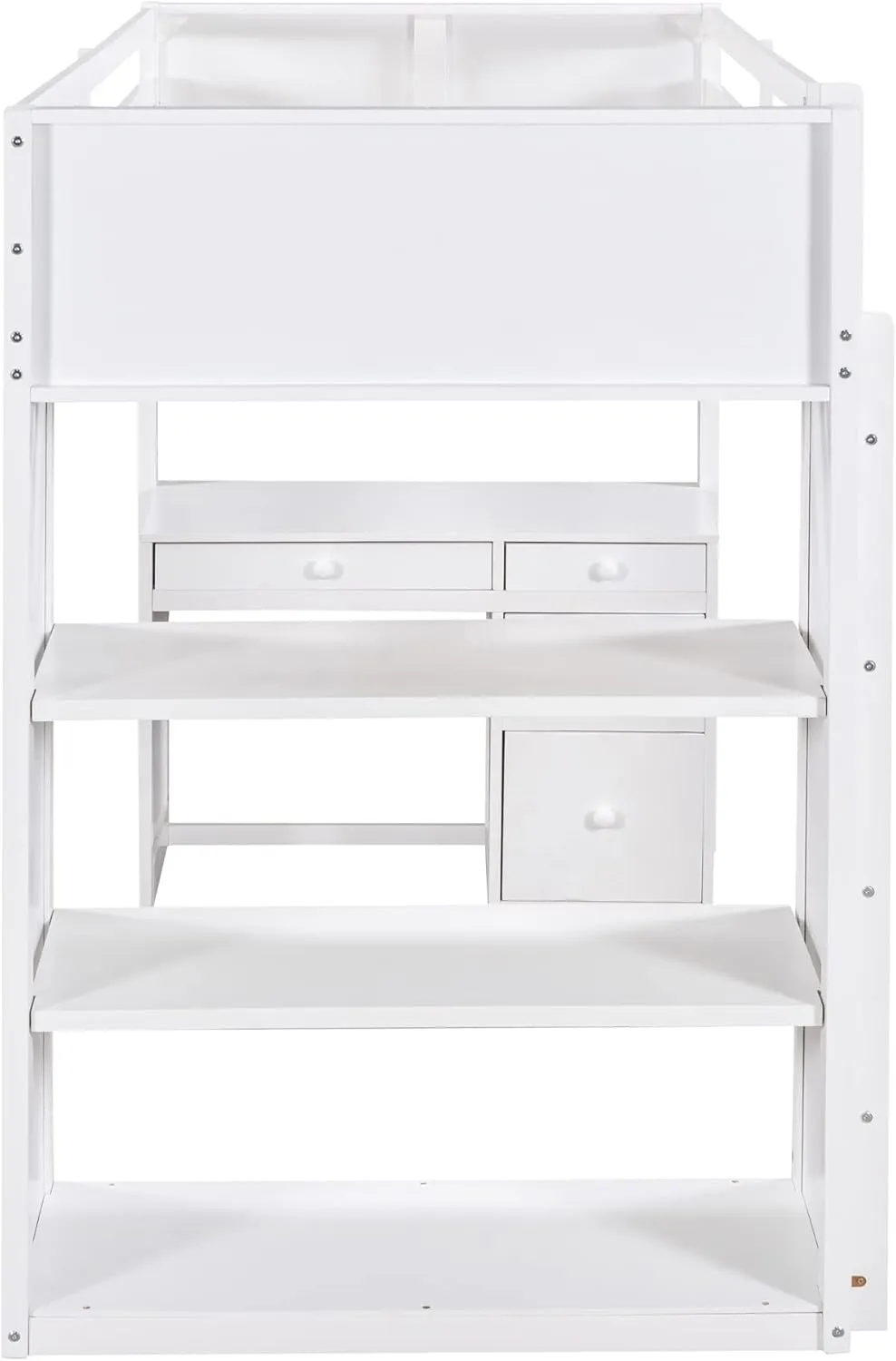 Harper & Bright Designs Twin Size Loft Bed with Desk and Bookshelf, Solid Wood Loft Bed Frame with Storage Drawers, 14.6" Height Full Length guardrail, for Kids Teens Adults - White