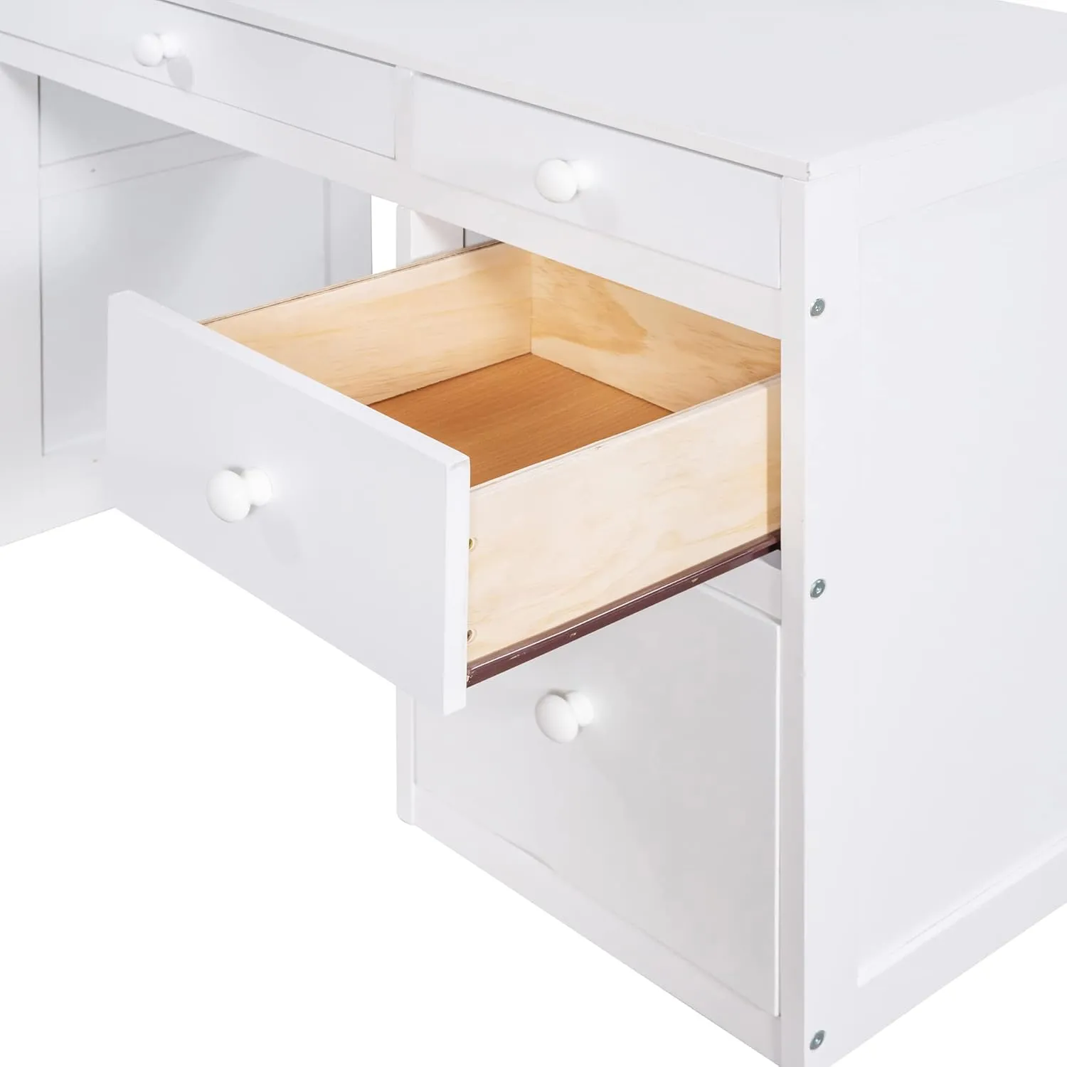 Harper & Bright Designs Twin Size Loft Bed with Desk and Bookshelf, Solid Wood Loft Bed Frame with Storage Drawers, 14.6" Height Full Length guardrail, for Kids Teens Adults - White