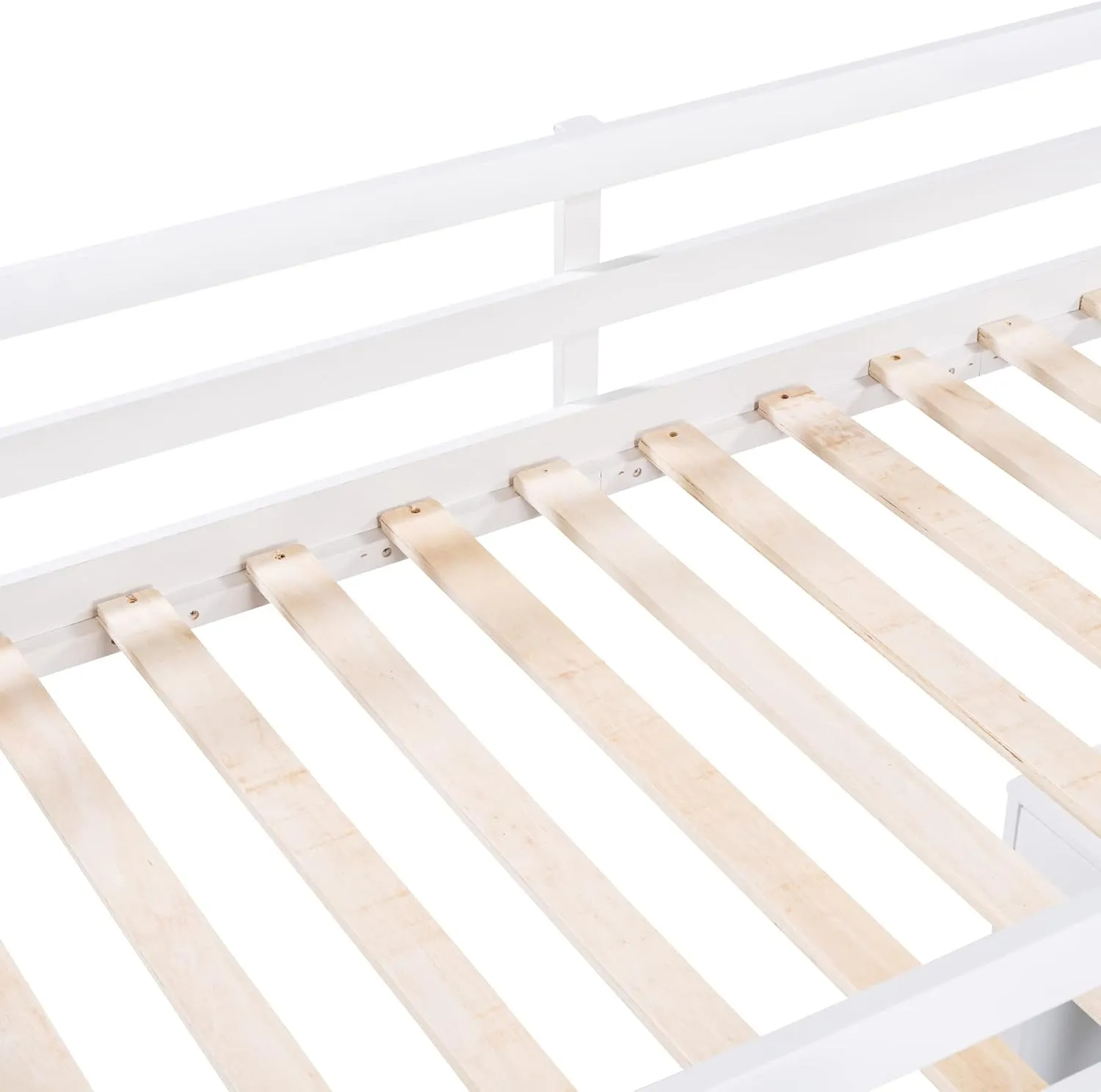 Harper & Bright Designs Twin Size Loft Bed with Desk and Bookshelf, Solid Wood Loft Bed Frame with Storage Drawers, 14.6" Height Full Length guardrail, for Kids Teens Adults - White