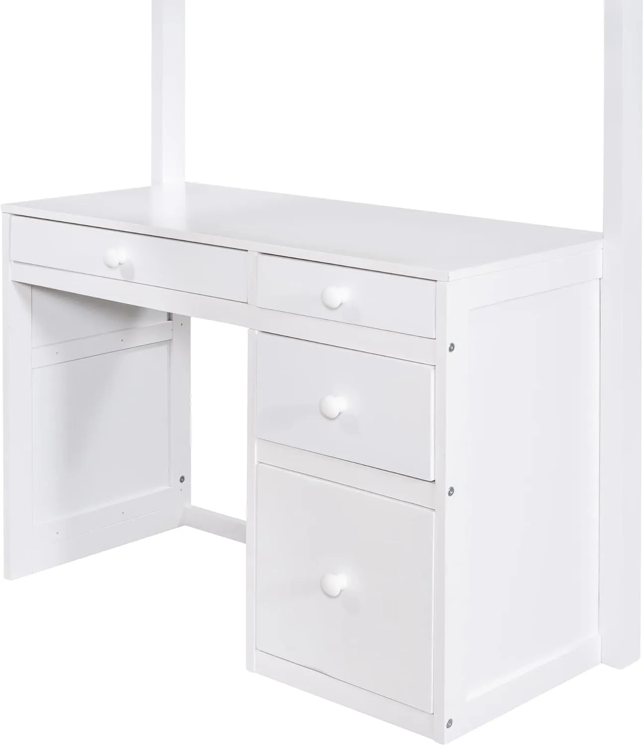 Harper & Bright Designs Twin Size Loft Bed with Desk and Bookshelf, Solid Wood Loft Bed Frame with Storage Drawers, 14.6" Height Full Length guardrail, for Kids Teens Adults - White