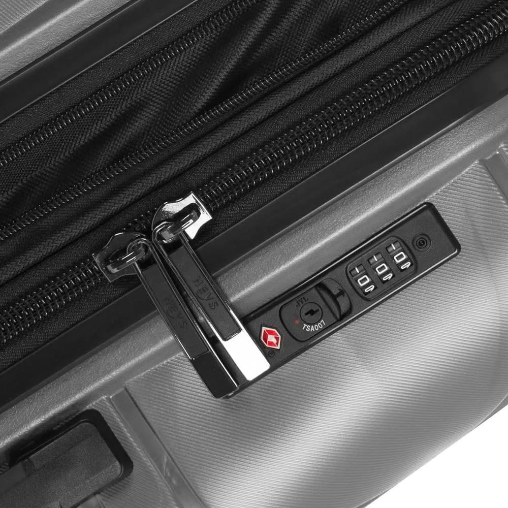 Heys Milos Durable and lightweight luggage, made with Duraflex impact-resistant material, TSA Combination Lock, Dual Spinner Wheels, and Expandable, Grey, 26-Inch, Medium Check-In