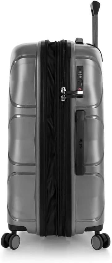 Heys Milos Durable and lightweight luggage, made with Duraflex impact-resistant material, TSA Combination Lock, Dual Spinner Wheels, and Expandable, Grey, 26-Inch, Medium Check-In