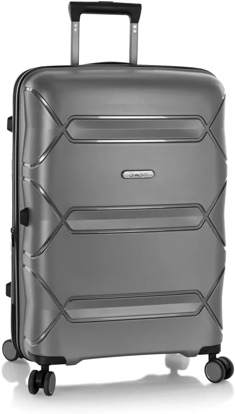 Heys Milos Durable and lightweight luggage, made with Duraflex impact-resistant material, TSA Combination Lock, Dual Spinner Wheels, and Expandable, Grey, 26-Inch, Medium Check-In