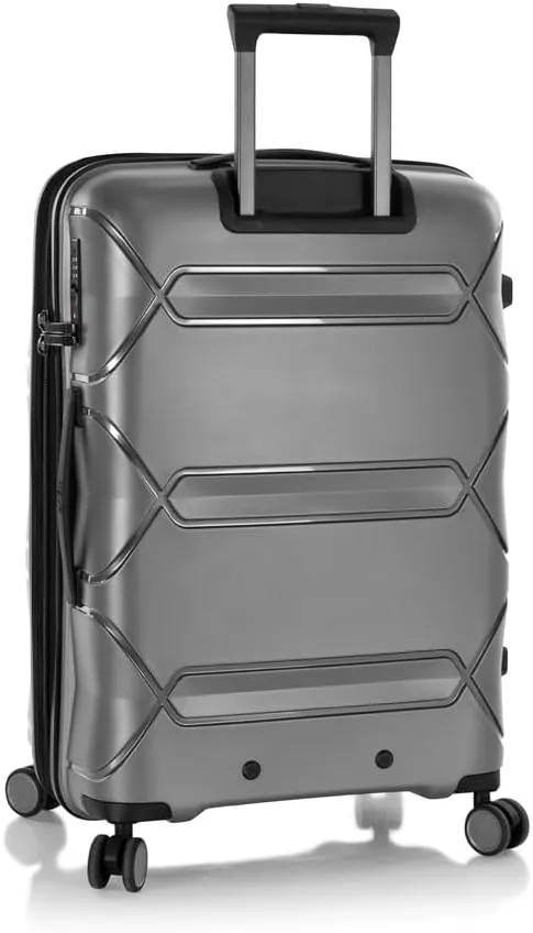 Heys Milos Durable and lightweight luggage, made with Duraflex impact-resistant material, TSA Combination Lock, Dual Spinner Wheels, and Expandable, Grey, 26-Inch, Medium Check-In