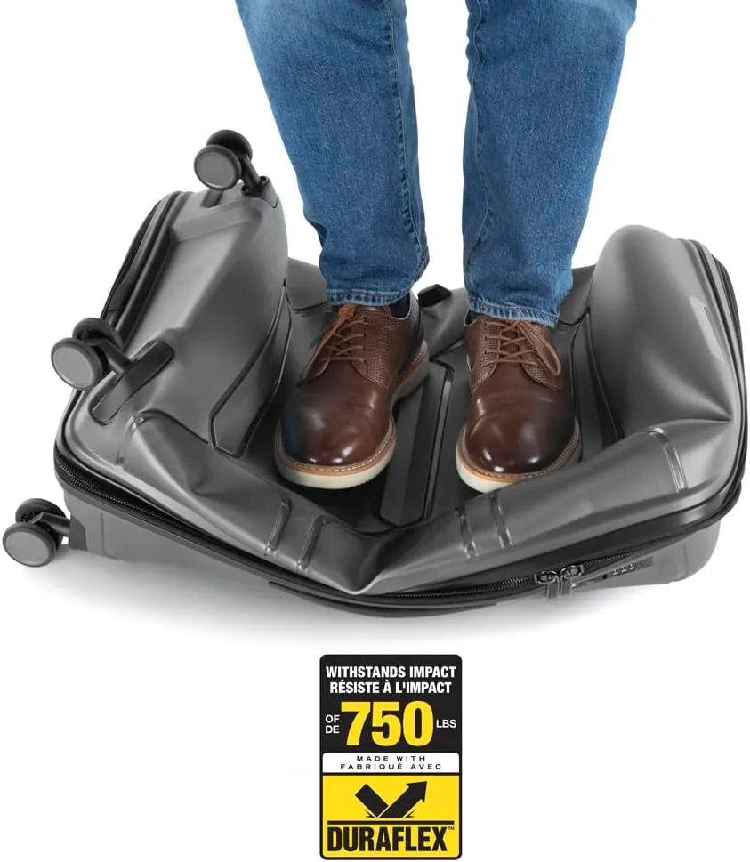 Heys Milos Durable and lightweight luggage, made with Duraflex impact-resistant material, TSA Combination Lock, Dual Spinner Wheels, and Expandable, Grey, 26-Inch, Medium Check-In