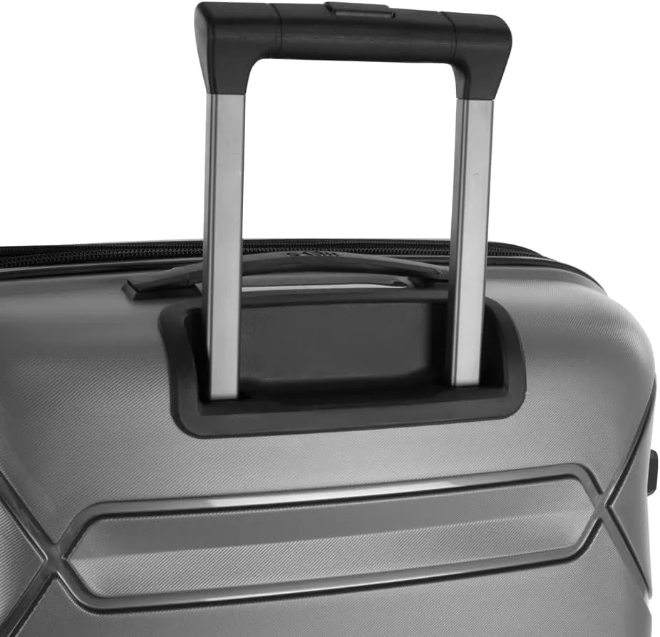 Heys Milos Durable and lightweight luggage, made with Duraflex impact-resistant material, TSA Combination Lock, Dual Spinner Wheels, and Expandable, Grey, 26-Inch, Medium Check-In