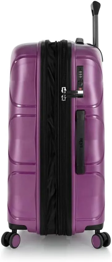 Heys Milos Durable and lightweight luggage, made with Duraflex impact-resistant material, TSA Combination Lock, Dual Spinner Wheels, and Expandable, Plum, 26-Inch, Medium Check-In