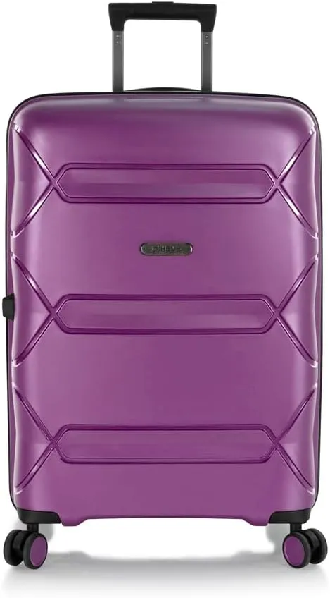 Heys Milos Durable and lightweight luggage, made with Duraflex impact-resistant material, TSA Combination Lock, Dual Spinner Wheels, and Expandable, Plum, 26-Inch, Medium Check-In