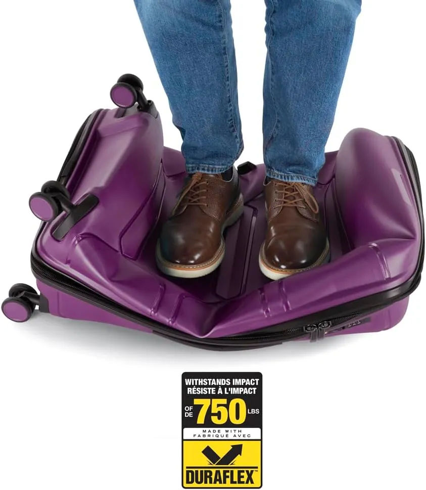 Heys Milos Durable and lightweight luggage, made with Duraflex impact-resistant material, TSA Combination Lock, Dual Spinner Wheels, and Expandable, Plum, 26-Inch, Medium Check-In