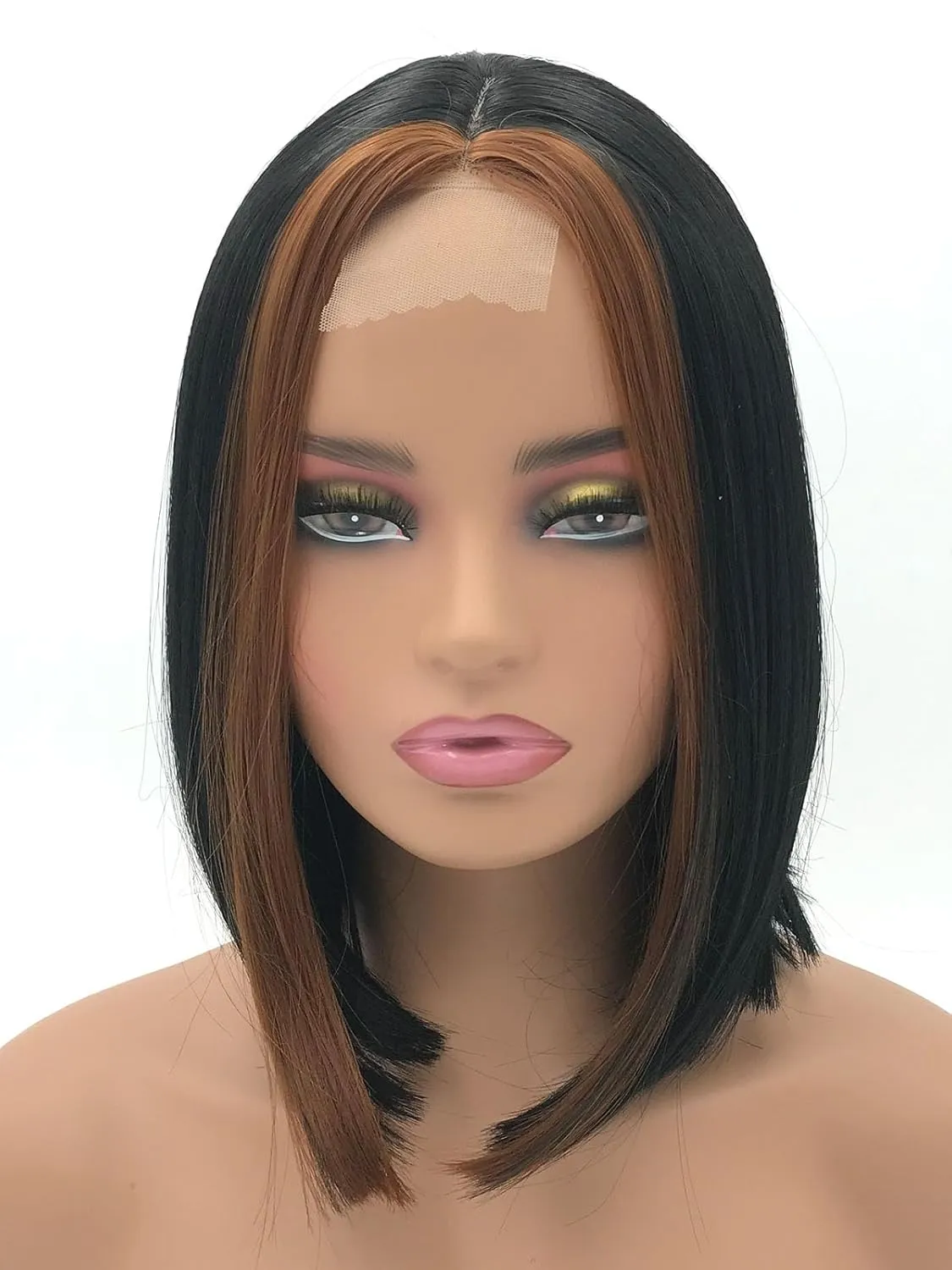 Highlights Black Wigs Bob Wigs Short Wigs Synthetic Heat Resistant Fiber Hair Natural Looking Daily Cosplay Party Wigs for Women 12 Inch (30/Black)