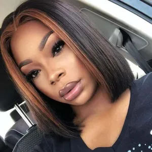 Highlights Black Wigs Bob Wigs Short Wigs Synthetic Heat Resistant Fiber Hair Natural Looking Daily Cosplay Party Wigs for Women 12 Inch (30/Black)